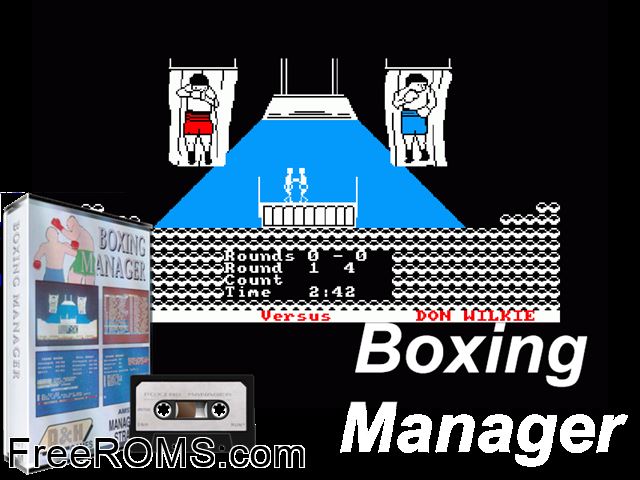Boxer Manager (UK) (19xx) [h1] Amstrad CPC game showing 3D box cover and gameplay screenshot